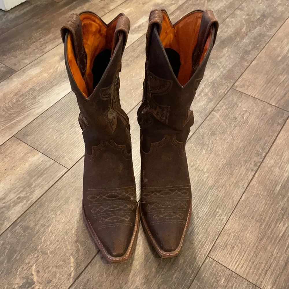 Frye Daisy Duke Studded Python Distressed Boots 5 - Picture 2 of 5